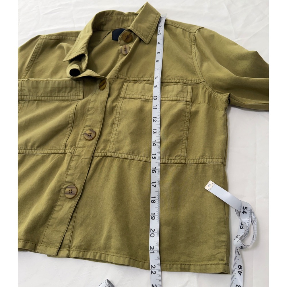 KUT from the Kloth Green Utility Shacket 100% Lyocell Cropped Gorpcore Granola - Picture 7 of 8
